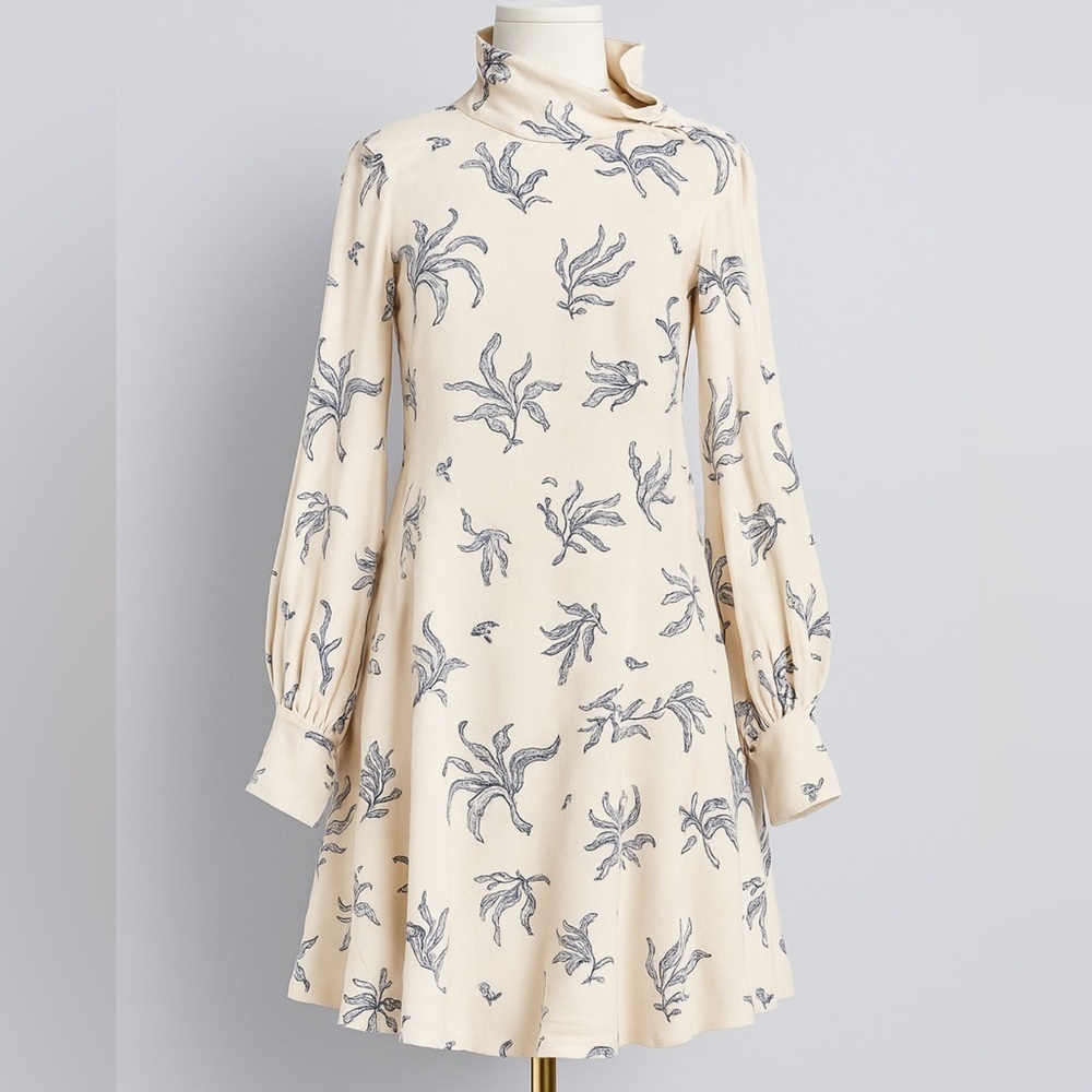 Proenza Schouler Sample Dress Embroidered Cream Long Sleeve US 4 / Small